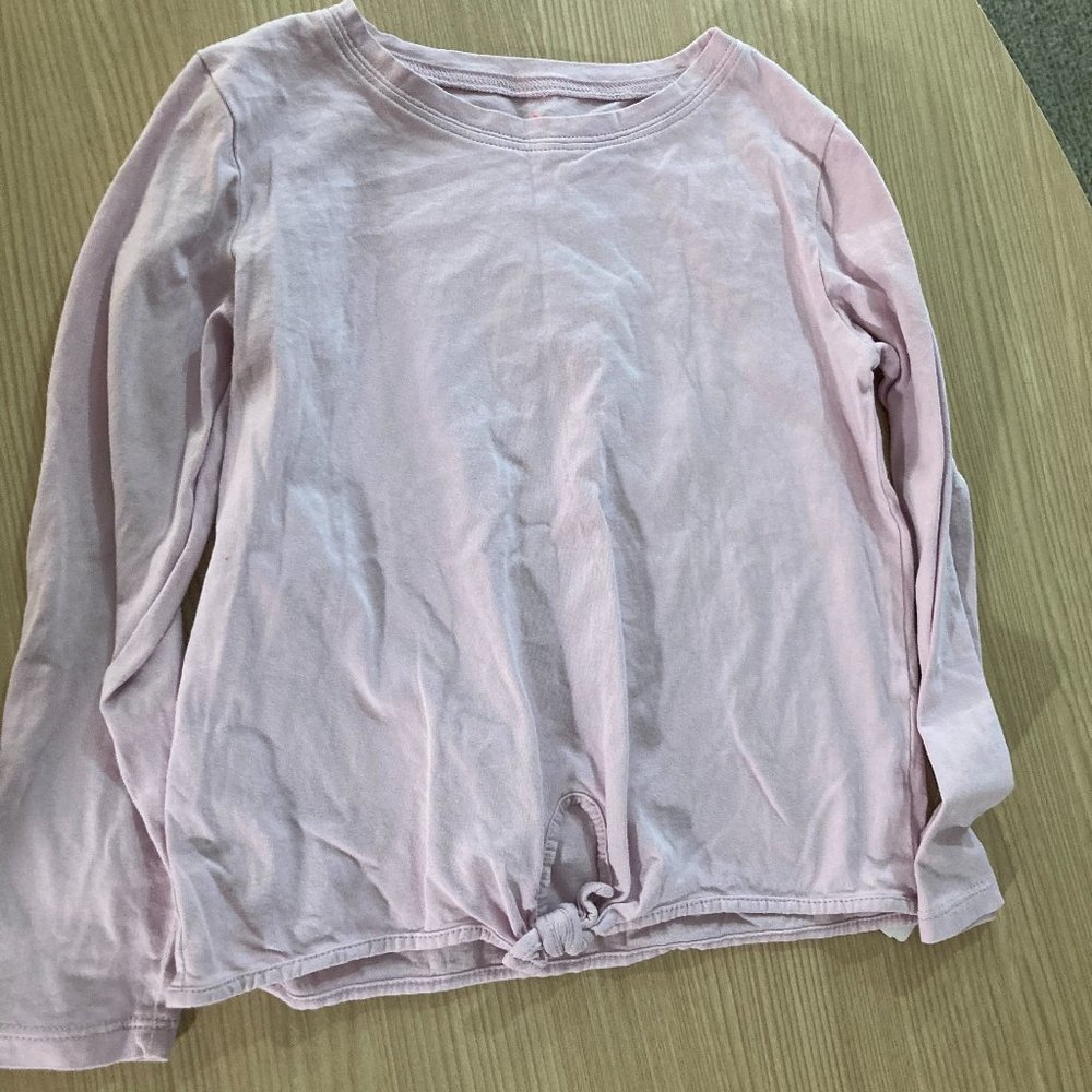 Crewcuts Light Pink Long Sleeve Top Girls 6-7 Tie Front T Shirt 100% Cotton